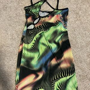 Jaded london swirl print mini asymmetrical dress